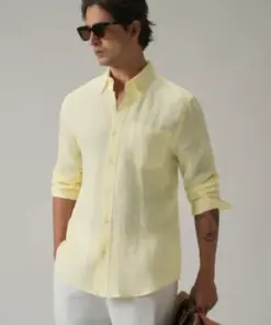 Executive Linen Luxe – Pastel Yellow Men’s Shirt