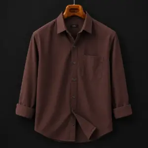 Elegant Chocolate Brown Solid Cotton Casual Shirt