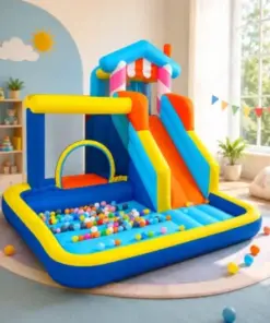 Kids Inflatable Bounce House with Slide & Ball Pool – Indoor Play Castle