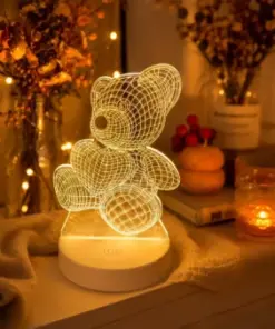 3D Teddy Bear LED Night Lamp – Cute Decorative Table Light