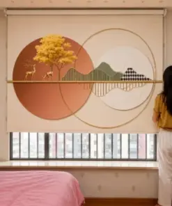 Modern Printed Blackout Roller Blind – Elegant Nature & Geometric Window Curtain
