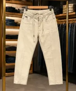 Men’s Beige Drawstring Pants – Premium Casual Wear Smart Fit Trousers