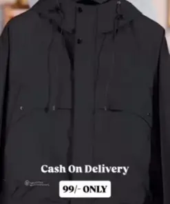 Premium Black Hooded Jacket – All-Weather Urban Essential