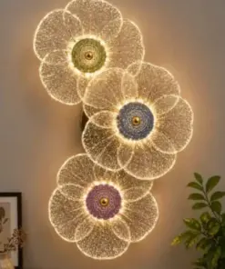 Premium Flower Wall Light – Crystal Petal LED Decor Lamp (3-Flower Design)