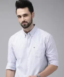 Classic White & Blue Pinstripe Button-Down Shirt — Timeless Elegance for Every Occasion