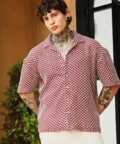 Geo-Print Cuban Collar Shirt – US Trend Luxe Edition