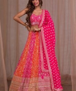 Pink Zariwork Georgette Readymade Lehenga