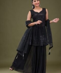 Black Cutdana Georgette Readymade Salwar Suit