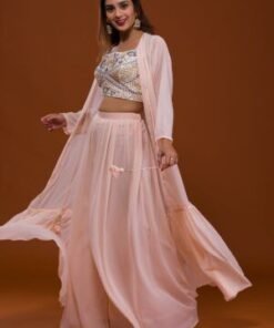 Peach Mirrorwork Georgette Salwar Suit